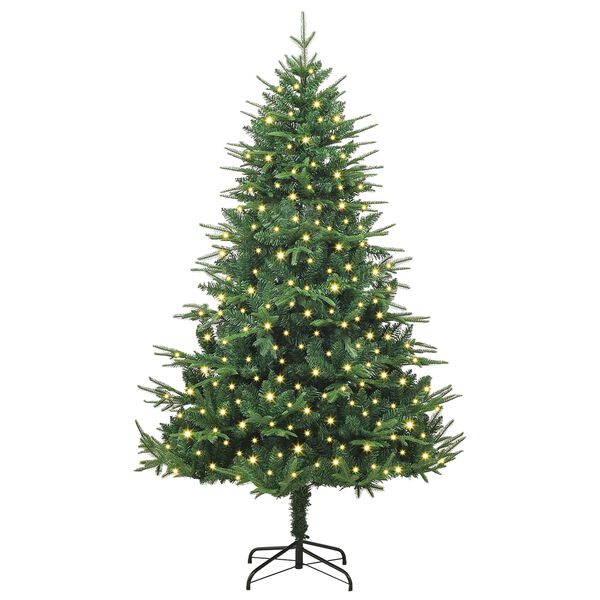 vidaXL K&uuml;nstlicher vorbeleuchteter Weihnachtsbaum Gr&uuml;n 180 cm