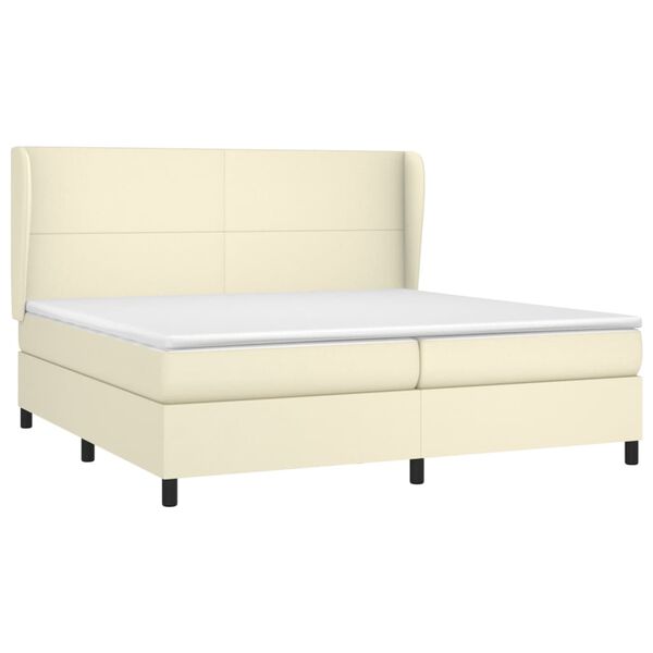 vidaXL Boxspringbett mit Matratze Creme 200x200 cm Kunstleder
