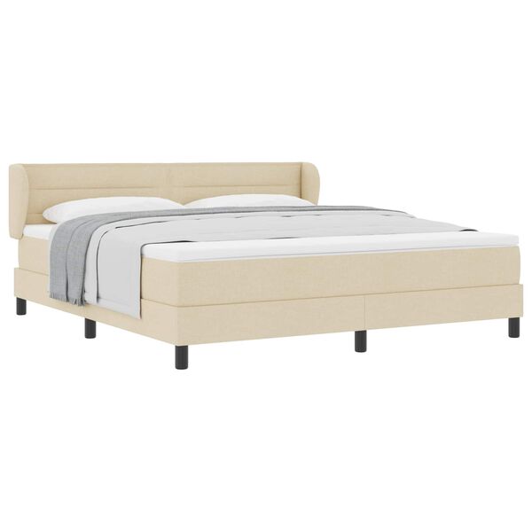vidaXL Boxspringbett mit Matratze Creme 180 x 200 cm Stoff