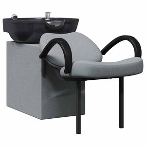 vidaXL Shampoo Stuhl Hellgrau und Schwarz 136 x 60 x 92 cm Stoff