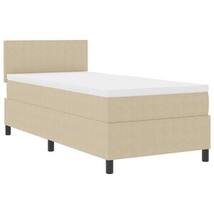 vidaXL LED Boxspringbett Hellgrau und Wei&szlig; 80 x 200 cm Cordstoff