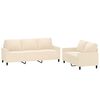 vidaXL 2-tlg. Sofagarnitur mit Kissen Creme Samt