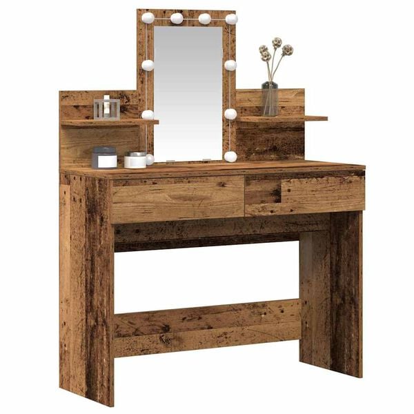 vidaXL Schminktisch mit Regal Altholz 100 x 40 x 130 cm Holzwerkstoff