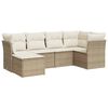 vidaXL 6-tlg. Garten-Sofagarnitur mit Kissen Beige Poly Rattan