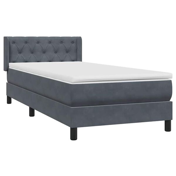 vidaXL Boxspringbett mit Matratze Dunkelgrau 80x210 cm Samt