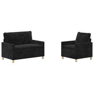 vidaXL Sofa Set 2 stk. Schwarz Polyester