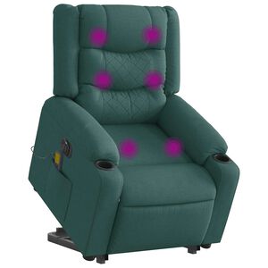 vidaXL Elektrischer Massagesessel mit Aufstehhilfe Dunkelgr&uuml;n Stoff