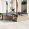 vidaXL 11-tlg. Garten-Sofagarnitur mit Kissen Beige Poly Rattan