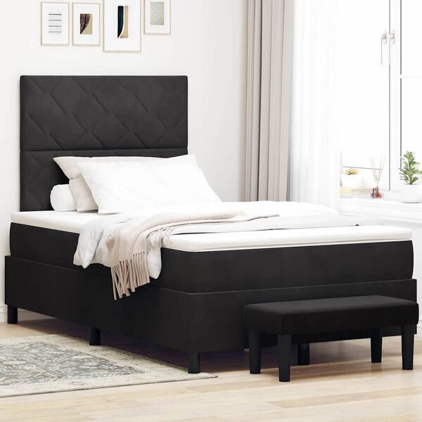 vidaXL Boxspringbett mit Matratze Schwarz 120 x 200 cm Samt
