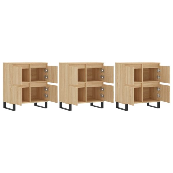vidaXL Sideboards 3 Stk. Sonoma-Eiche Holzwerkstoff