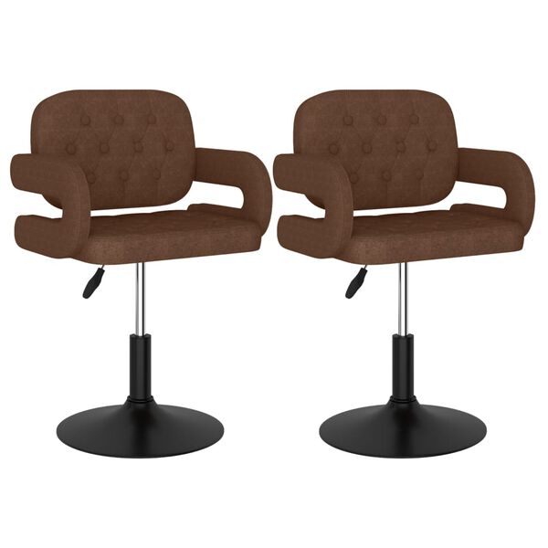 vidaXL Esszimmerst&uuml;hle 2 Stk. Drehbar Braun Stoff