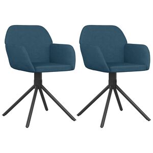 vidaXL Esszimmerst&uuml;hle 2 Stk. Drehbar Blau Samt