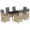 vidaXL 7-tlg. Garten-Essgruppe mit Kissen Beigemischung Poly Rattan
