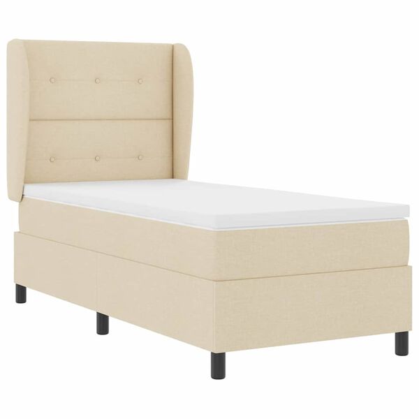 vidaXL Boxspringbett mit Matratze Creme 100 x 200 cm Stoff