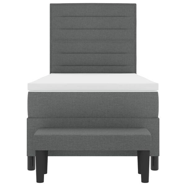 vidaXL Boxspringbett mit Matratze Dunkelgrau 90 x 190 cm Stoff