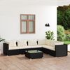 vidaXL 7-tlg. Garten-Lounge-Set mit Kissen Poly Rattan Schwarz