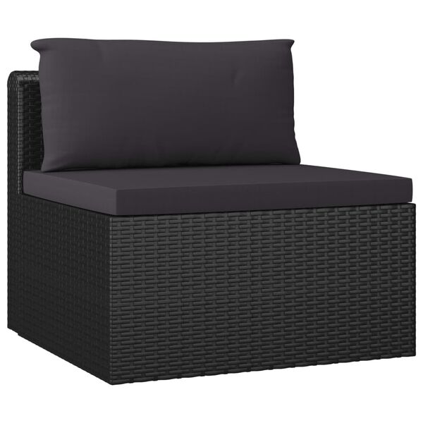 vidaXL 10-tlg. Garten-Lounge-Set mit Kissen Poly Rattan Schwarz