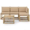 vidaXL 5-tlg. Garten-Lounge-Set mit Beige Kissen
