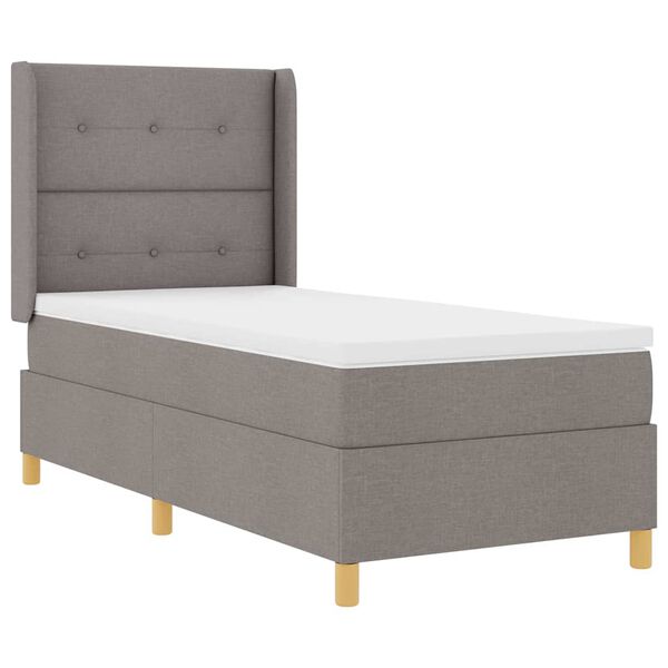 vidaXL Boxspringbett mit Matratze mit LED Taupe 90 x 190 cm Stoff