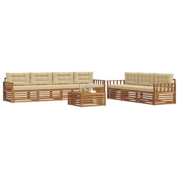 vidaXL Outdoor-Sofagarnitur mit Kissen 8 pcs Natur und Beige
