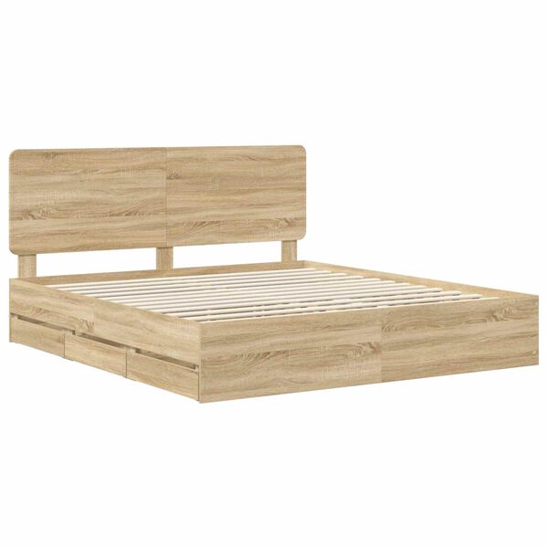 vidaXL Bettrahmen Sonoma-Eiche 180 x 200 cm Ingenieurs Holz