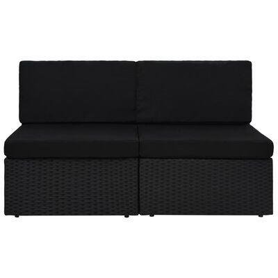 vidaXL Modulares 2-Sitzer-Sofa Poly Rattan Schwarz