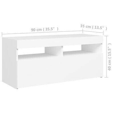 vidaXL TV-Schrank mit LED-Leuchten Weiß 90x35x40 cm