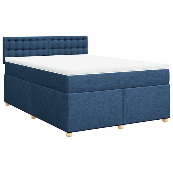 vidaXL Boxspringbett mit Matratze Blau 140x190 cm Stoff