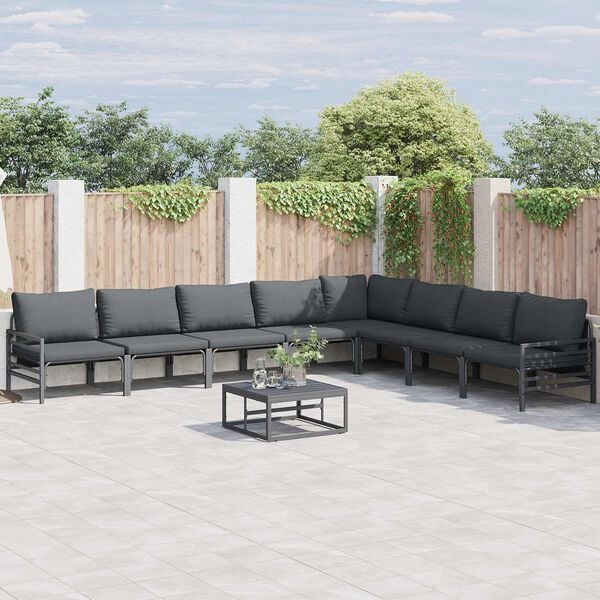 vidaXL Garten-Sofa-Set mit Kissen 9 pcs Anthrazit Stahl