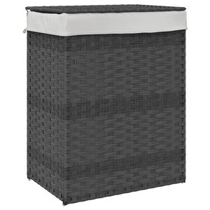vidaXL W&auml;schekorb mit Deckel Grau 46x33x60 cm Poly Rattan