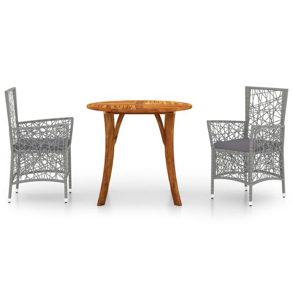 vidaXL 3-tlg. Garten-Essgruppe Grau