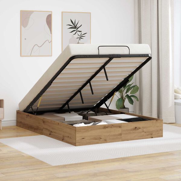 vidaXL Ottoman Bettgestell Artisan-Eiche 140 x 200 cm Holzwerkstoff