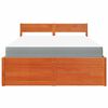 vidaXL Bett mit Schubladen und Matratze Wachsbraun 120x200 Massivholz