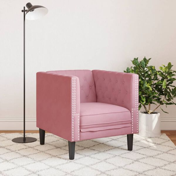 vidaXL Chesterfield-Sessel Rosa Samt