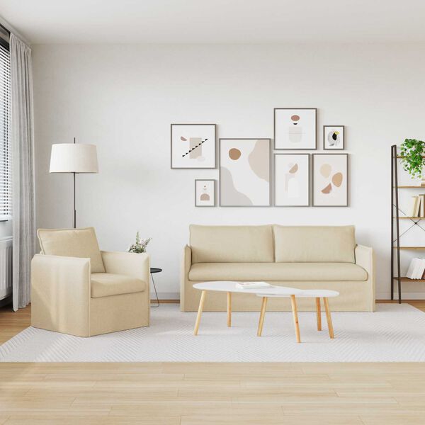 vidaXL Sofa 2 pcs Creme 196 x 82 x 85 cm Stoff