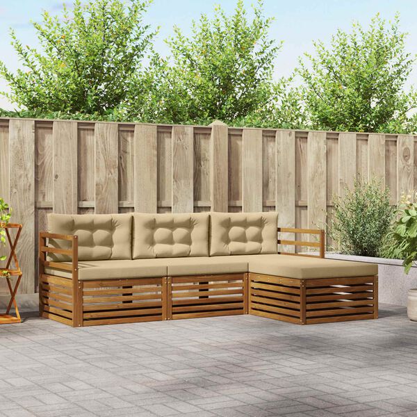 vidaXL Outdoor-Sofagarnitur mit Kissen 4 pcs Natur und Beige