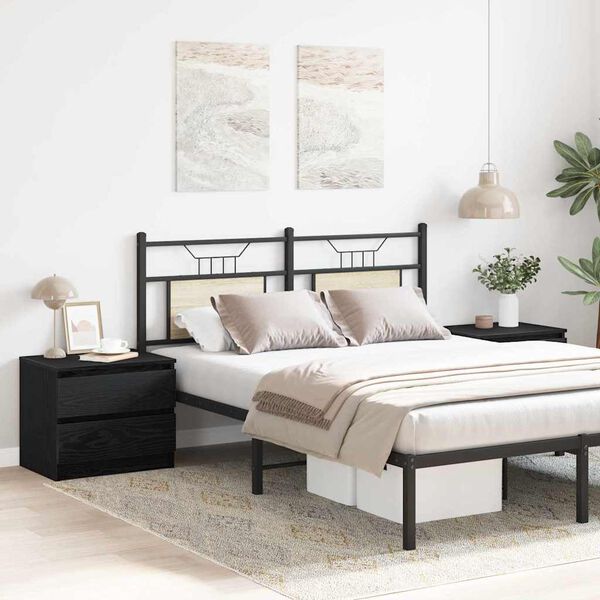 vidaXL Nachttisch 2 pcs Schwarz Eichen-Optik 50 x 40 x 43,5 cm