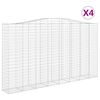 vidaXL Gabionen mit Hochbogen 4 Stk. 400x50x220/240cm Verzinktes Eisen