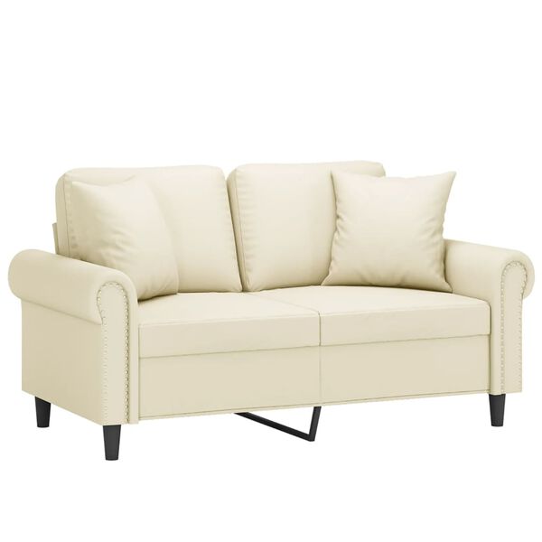 vidaXL 2-Sitzer-Sofa mit Zierkissen Creme 120 cm Kunstleder