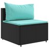 vidaXL 7-tlg. Garten-Lounge-Set mit Kissen Schwarz Poly Rattan