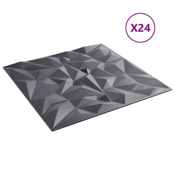 vidaXL Wandpaneele 24 pcs Amethyst Grau 50 x 50 cm XPS Schaum