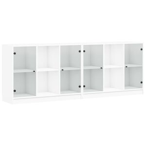 vidaXL B&uuml;cherschrank mit T&uuml;ren Wei&szlig; 204x37x75 cm Holzwerkstoff
