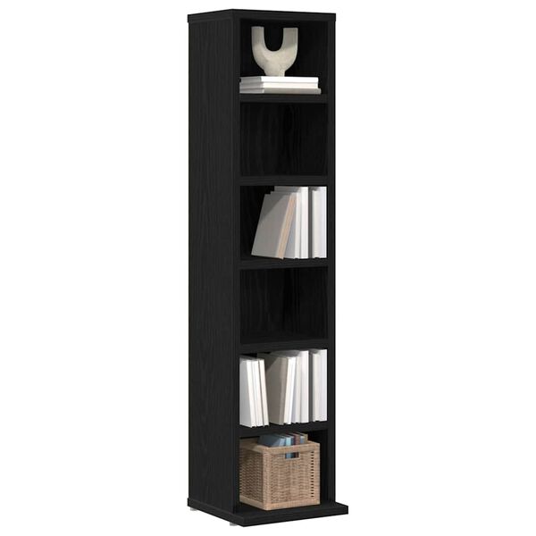 vidaXL CD-Schrank Schwarz Eichen-Optik 21x20x88 cm Holzwerkstoff