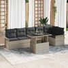 vidaXL Gartensofa-set mit Kissen 7 pcs Hellgrau Poly-Rattan