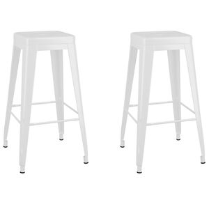 vidaXL Barhocker Stapelbar 2 Stk. Wei&szlig; Metall