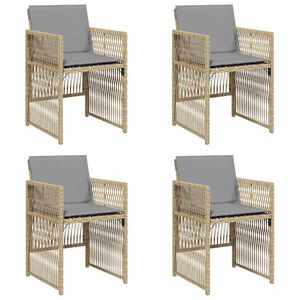 vidaXL Gartenst&uuml;hle mit Kissen 4 Stk. Beigemischung Poly Rattan