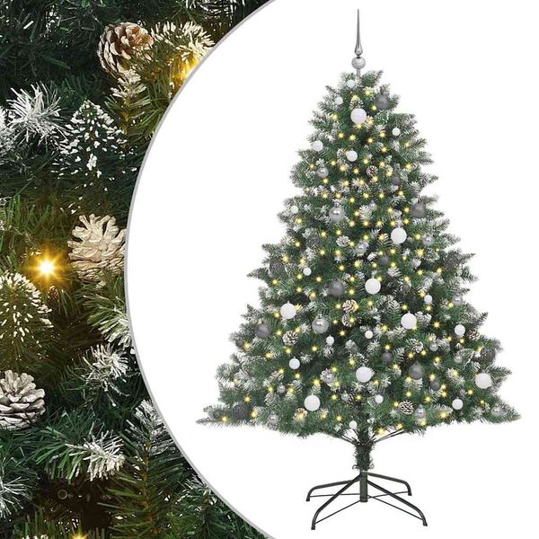 vidaXL K&uuml;nstlicher Weihnachtsbaum mit 300 LEDs mit St&auml;nder Gr&uuml;n 210 cm