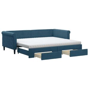 vidaXL Tagesbett Ausziehbar mit Schubladen Blau 90x200 cm Samt