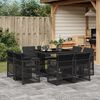 vidaXL 9-tlg. Garten-Essgruppe mit Kissen Schwarz Poly Rattan