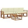 vidaXL Outdoor-Sofagarnitur 5 pcs Natur und Creme Massivholz Akazie